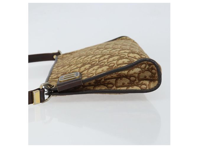 Borsa a Spalla in Tela Trotter Christian Dior Beige Oro Auth 148173 - vista 4