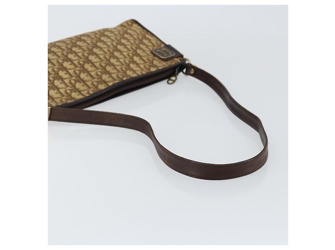 Borsa a Spalla in Tela Trotter Christian Dior Beige Oro Auth 148173 - vista 7