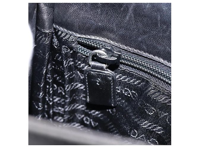 Borsa a Spalla in Pelle Nera PRADA Auth ep11820 Nero - vista 21