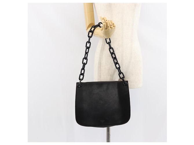 Borsa a Spalla in Pelle Nera PRADA Auth ep11820 Nero - vista 23