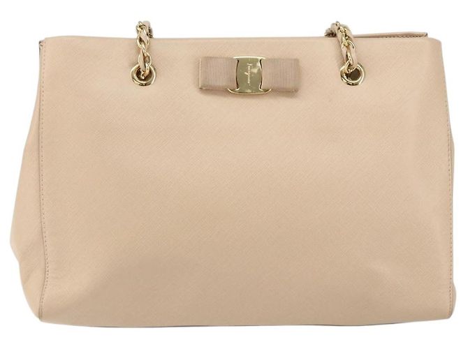 Borsa a Spalla Salvatore Ferragamo in Pelle Oro Beige Auth ka111 D'oro - vista 13