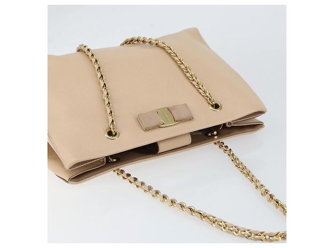 Borsa a Spalla Salvatore Ferragamo in Pelle Oro Beige Auth ka111 D'oro - vista 6