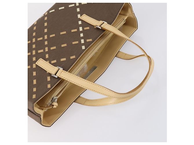 Borsa a Spalla Burberry Nova Check in Tela di Nylon 4 Set Beige Marrone Nero Auth 148484 - vista 10