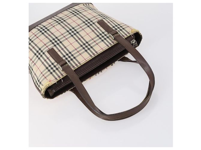 Borsa a Spalla Burberry Nova Check in Tela di Nylon 4 Set Beige Marrone Nero Auth 148484 - vista 16