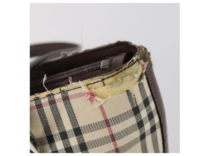 Borsa a Spalla Burberry Nova Check in Tela di Nylon 4 Set Beige Marrone Nero Auth 148484 - vista 19