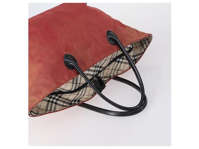 Borsa a Spalla Burberry Nova Check in Tela di Nylon 4 Set Beige Marrone Nero Auth 148484 - vista 4