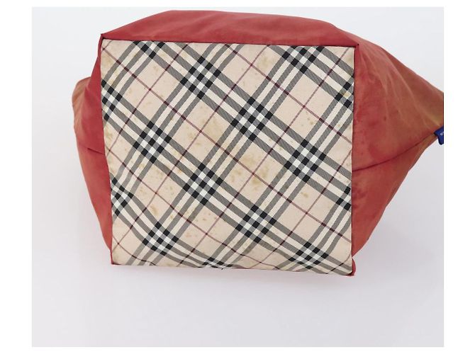Borsa a Spalla Burberry Nova Check in Tela di Nylon 4 Set Beige Marrone Nero Auth 148484 - vista 6