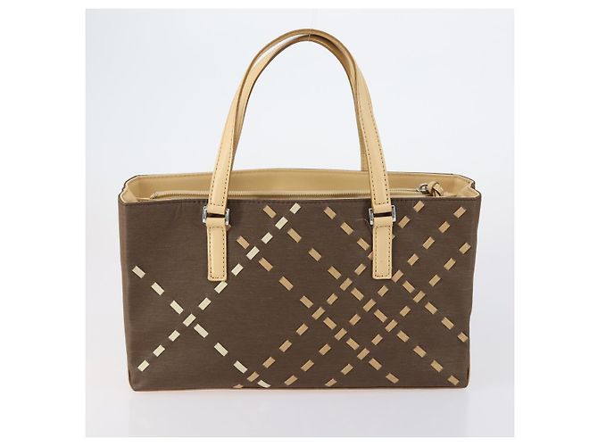 Borsa a Spalla Burberry Nova Check in Tela di Nylon 4 Set Beige Marrone Nero Auth 148484 - vista 8