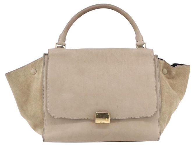 Céline Borsa Trapeze in pelle 2 in 1 beige oro Auth bs30311 D'oro - vista 13