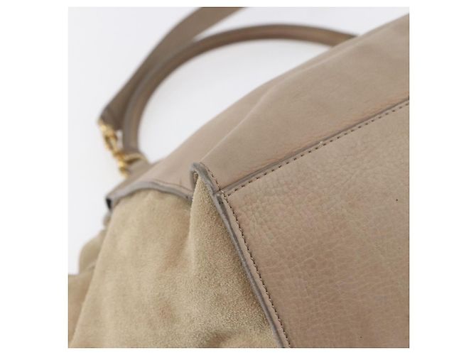 Céline Borsa Trapeze in pelle 2 in 1 beige oro Auth bs30311 D'oro - vista 18