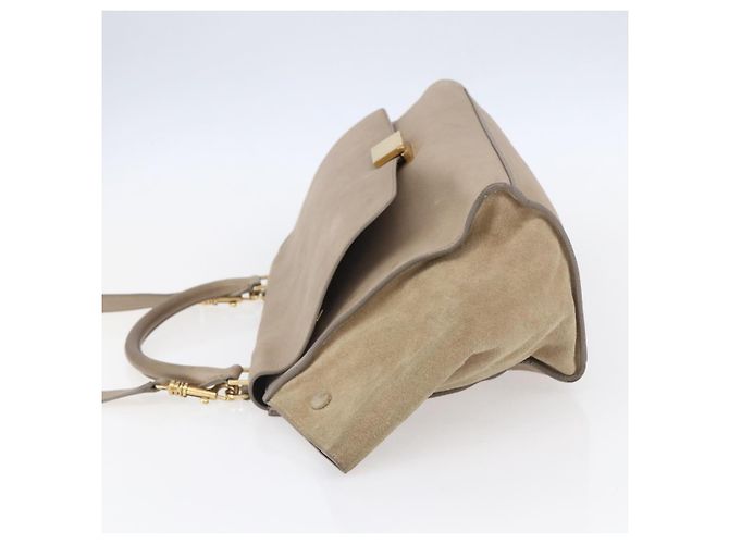 Céline Borsa Trapeze in pelle 2 in 1 beige oro Auth bs30311 D'oro - vista 3