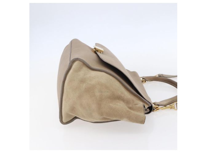 Céline Borsa Trapeze in pelle 2 in 1 beige oro Auth bs30311 D'oro - vista 4