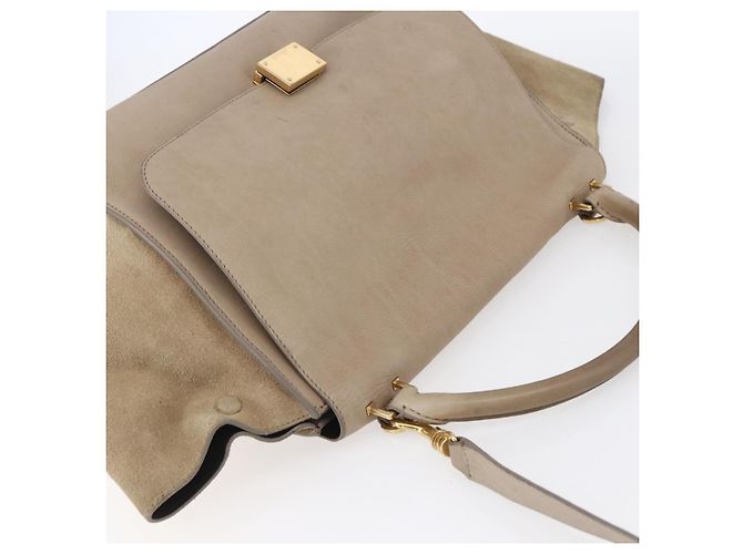 Céline Borsa Trapeze in pelle 2 in 1 beige oro Auth bs30311 D'oro - vista 6