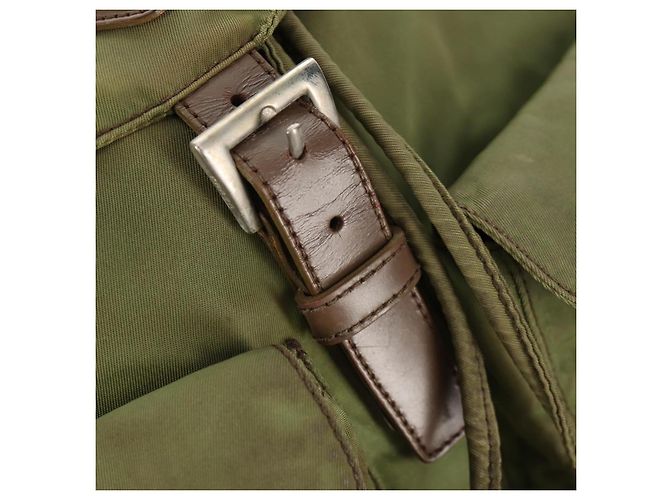 Zaino PRADA in nylon khaki argento autentico 148793 Cachi - vista 10