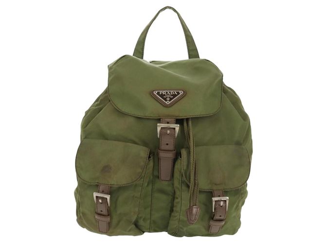 Zaino PRADA in nylon khaki argento autentico 148793 Cachi - vista 13