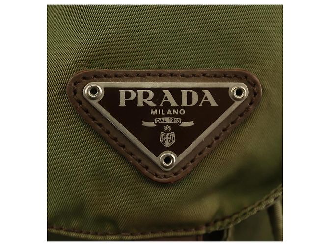 Zaino PRADA in nylon khaki argento autentico 148793 Cachi - vista 24
