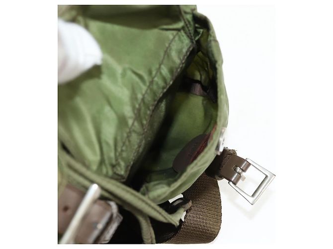 Zaino PRADA in nylon khaki argento autentico 148793 Cachi - vista 27