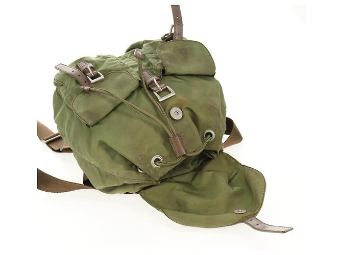 Zaino PRADA in nylon khaki argento autentico 148793 Cachi - vista 29