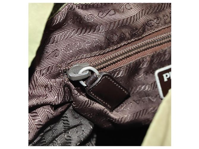 Zaino PRADA in nylon khaki argento autentico 148793 Cachi - vista 33