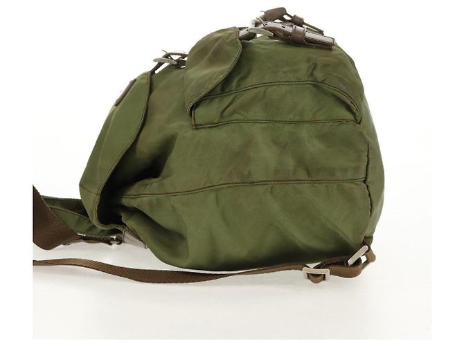 Zaino PRADA in nylon khaki argento autentico 148793 Cachi - vista 4