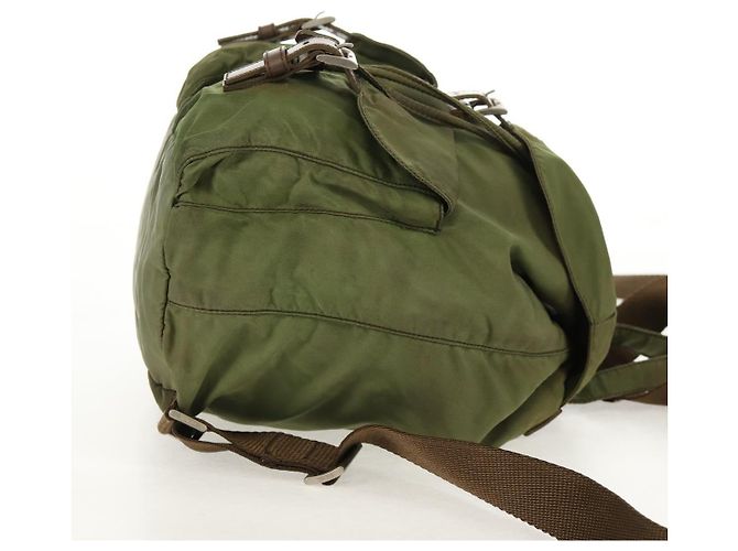 Zaino PRADA in nylon khaki argento autentico 148793 Cachi - vista 5
