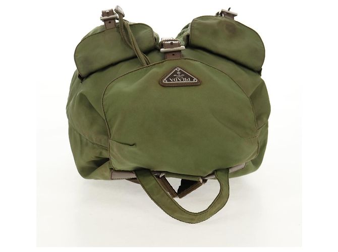 Zaino PRADA in nylon khaki argento autentico 148793 Cachi - vista 7
