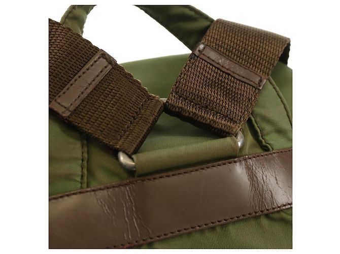 Zaino PRADA in nylon khaki argento autentico 148793 Cachi - vista 9