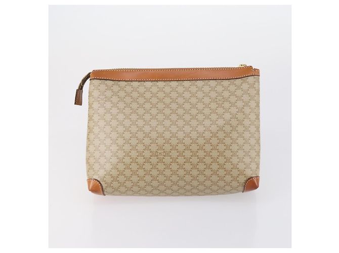 Céline Borsa a tracolla Cartier CELINE in PVC pelle 2 pezzi beige bordeaux Auth BA6920 Bordò - vista 10