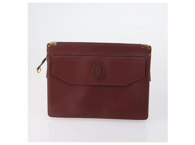 Céline Borsa a tracolla Cartier CELINE in PVC pelle 2 pezzi beige bordeaux Auth BA6920 Bordò - vista 2
