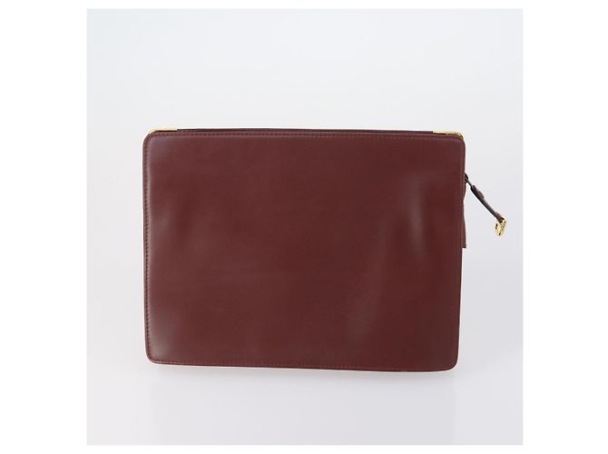 Céline Borsa a tracolla Cartier CELINE in PVC pelle 2 pezzi beige bordeaux Auth BA6920 Bordò - vista 3