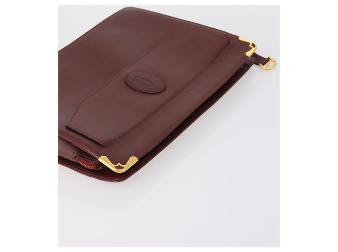 Céline Borsa a tracolla Cartier CELINE in PVC pelle 2 pezzi beige bordeaux Auth BA6920 Bordò - vista 5