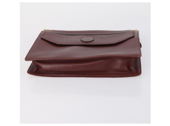 Céline Borsa a tracolla Cartier CELINE in PVC pelle 2 pezzi beige bordeaux Auth BA6920 Bordò - vista 6