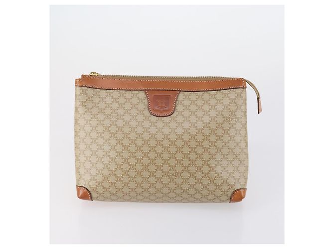 Céline Borsa a tracolla Cartier CELINE in PVC pelle 2 pezzi beige bordeaux Auth BA6920 Bordò - vista 9