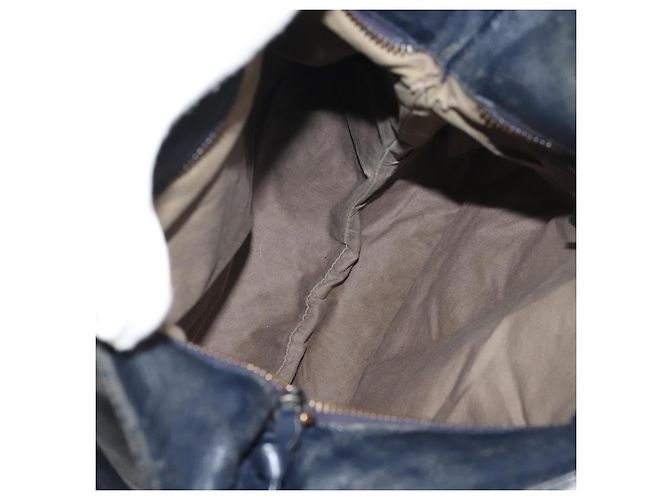 Autre Marque Borsa a Spalla in Pelle Intrecciato Bottega Veneta Blu Navy Auth bs30505 - vista 11