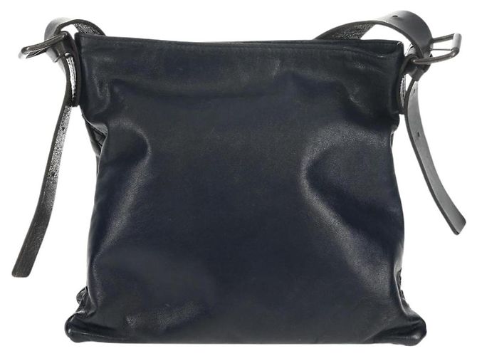 Autre Marque Borsa a Spalla in Pelle Intrecciato Bottega Veneta Blu Navy Auth bs30505 - vista 13