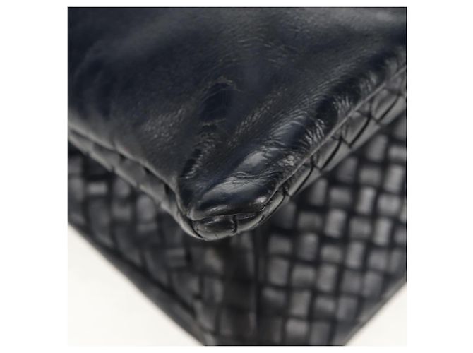 Autre Marque Borsa a Spalla in Pelle Intrecciato Bottega Veneta Blu Navy Auth bs30505 - vista 17