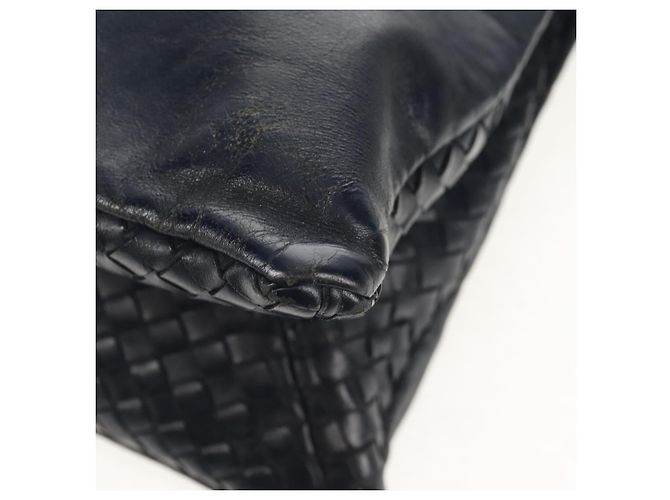 Autre Marque Borsa a Spalla in Pelle Intrecciato Bottega Veneta Blu Navy Auth bs30505 - vista 18