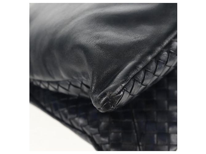 Autre Marque Borsa a Spalla in Pelle Intrecciato Bottega Veneta Blu Navy Auth bs30505 - vista 19