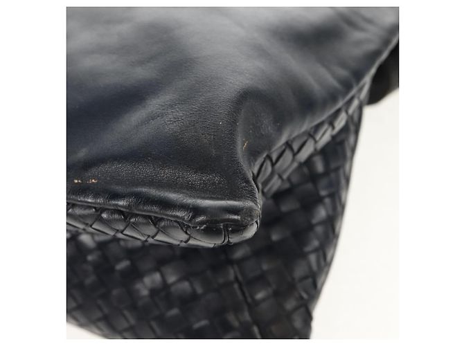 Autre Marque Borsa a Spalla in Pelle Intrecciato Bottega Veneta Blu Navy Auth bs30505 - vista 20