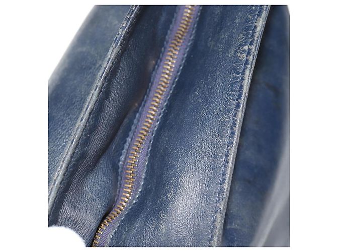 Autre Marque Borsa a Spalla in Pelle Intrecciato Bottega Veneta Blu Navy Auth bs30505 - vista 21
