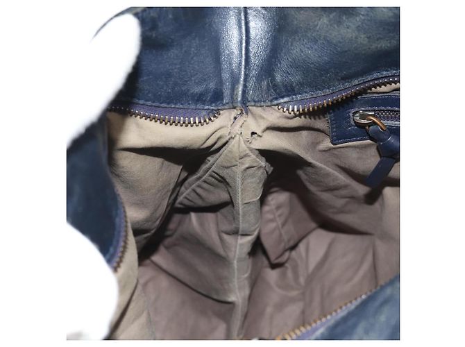 Autre Marque Borsa a Spalla in Pelle Intrecciato Bottega Veneta Blu Navy Auth bs30505 - vista 24