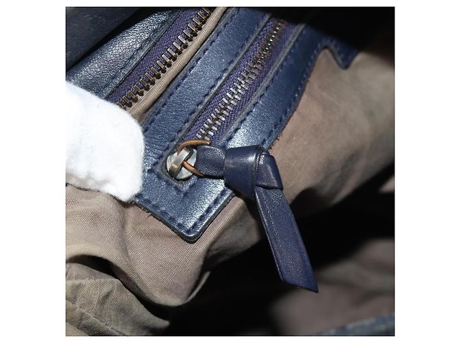 Autre Marque Borsa a Spalla in Pelle Intrecciato Bottega Veneta Blu Navy Auth bs30505 - vista 27