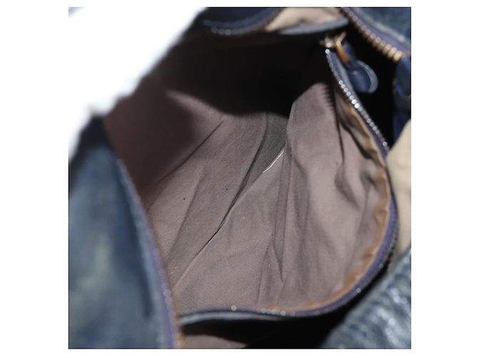 Autre Marque Borsa a Spalla in Pelle Intrecciato Bottega Veneta Blu Navy Auth bs30505 - vista 28