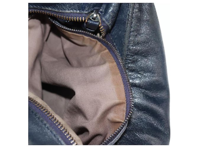 Autre Marque Borsa a Spalla in Pelle Intrecciato Bottega Veneta Blu Navy Auth bs30505 - vista 29