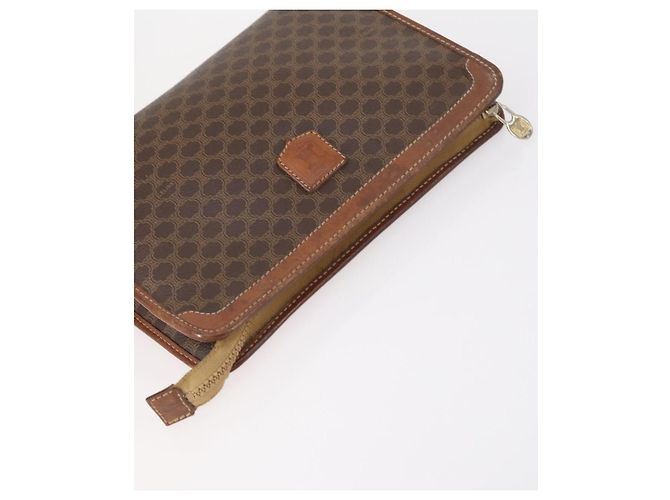 Céline Borsa Clutch in Tela Macadam CELINE in Pelle PVC 2 Pezzi Marrone Beige Auth 150205 - vista 9