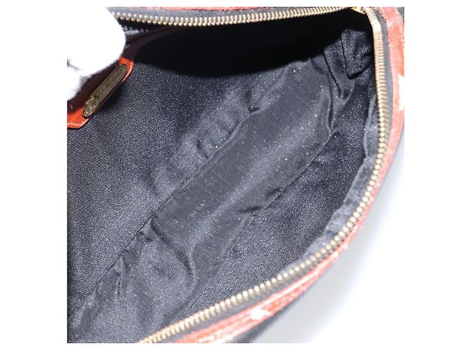 Pequin Borsa a Spalla in Tela Pecan FENDI PVC Nero Marrone oro Auth 151064 D'oro - vista 11