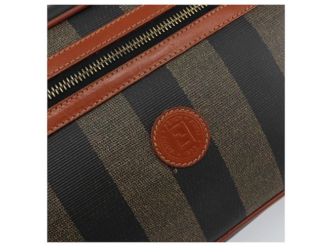 Pequin Borsa a Spalla in Tela Pecan FENDI PVC Nero Marrone oro Auth 151064 D'oro - vista 18