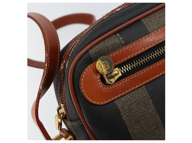 Pequin Borsa a Spalla in Tela Pecan FENDI PVC Nero Marrone oro Auth 151064 D'oro - vista 19