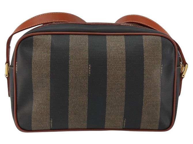 Pequin Borsa a Spalla in Tela Pecan FENDI PVC Nero Marrone oro Auth 151064 D'oro - vista 2