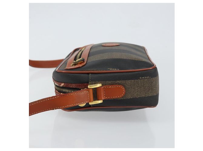 Pequin Borsa a Spalla in Tela Pecan FENDI PVC Nero Marrone oro Auth 151064 D'oro - vista 4